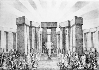 Druids Sacrificing to the Sun in their Temple called Stonehenge, from a plan of Stonehenge by Dr Stukeley in the Ashmolean Museum, Oxford by Nathaniel Whittock